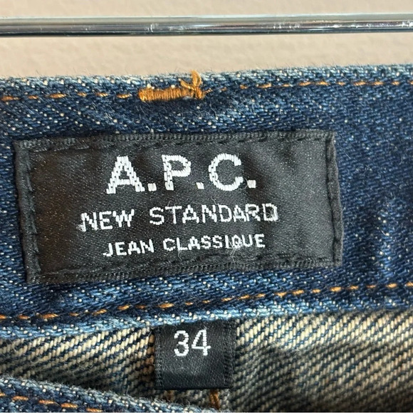 A.P.C. Jeans Sz 34 New Standard Button Fly Dark Wash Straight Leg Denim Jeans - Picture 4 of 11